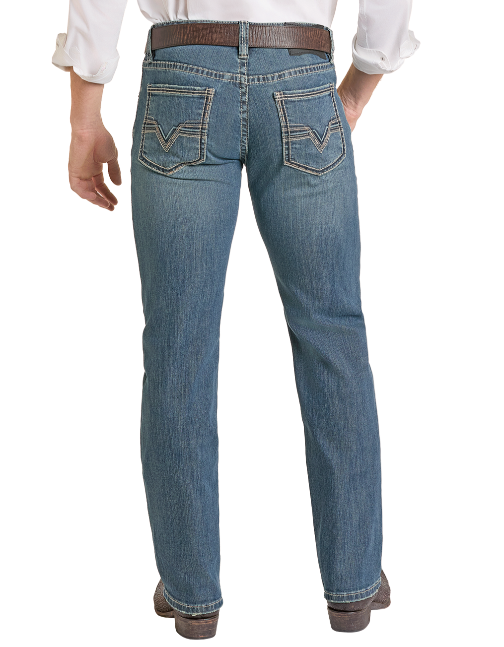 Rock &amp; Roll Men Stitch Revolver Slim Straight Jeans BM1RD03675