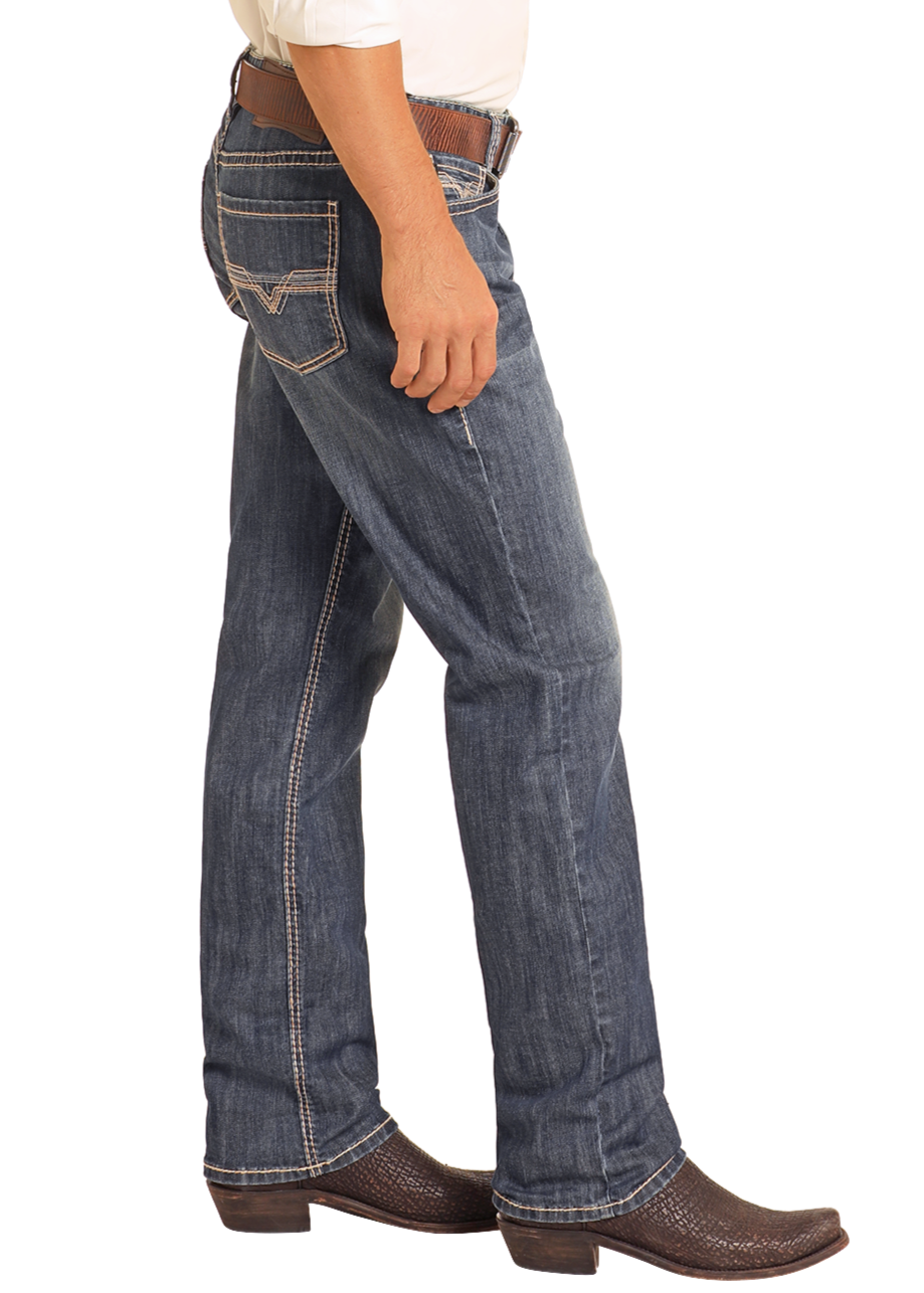 Rock &amp; Roll Men Double Barrel Stackable Bootcut Jeans  BMTBD04809
