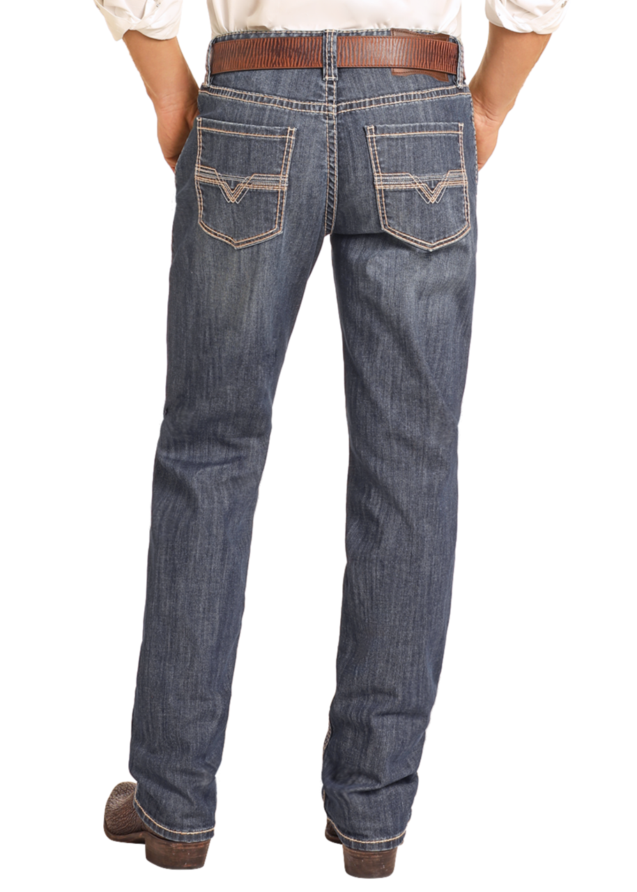 Rock &amp; Roll Men Double Barrel Stackable Bootcut Jeans  BMTBD04809