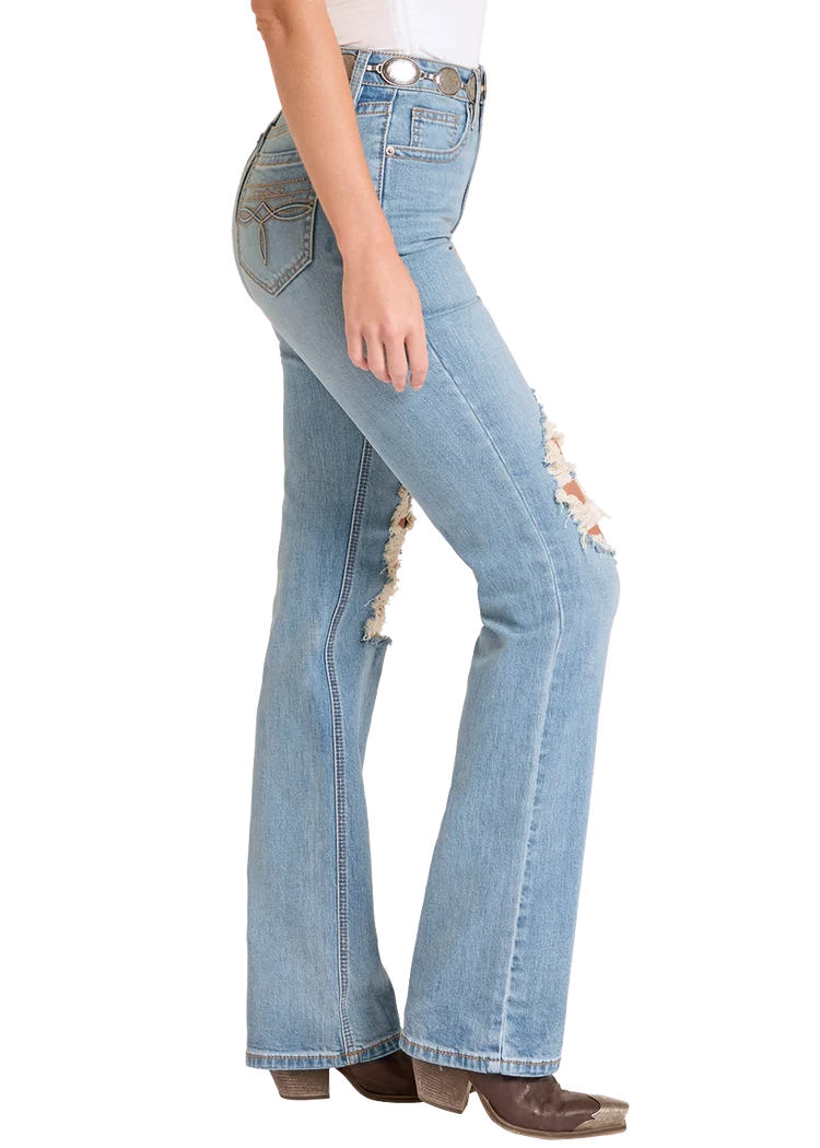 Rock &amp; Roll High Rise Distressed Modest Bootcut Jeans BW1HD09079