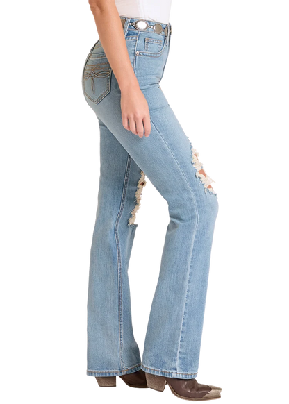 Rock &amp; Roll High Rise Distressed Modest Bootcut Jeans BW1HD09079