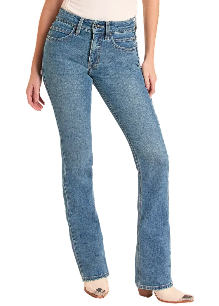 Rock &amp; Roll Women High Rise Double Coin Pocket Bootcut Jeans BW4HD09084