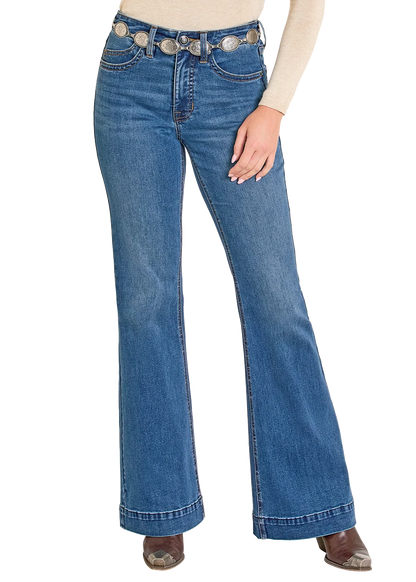 Rock &amp; Roll Women High Rise Raised Boot Stitch Trousers Jeans BW5HD07884