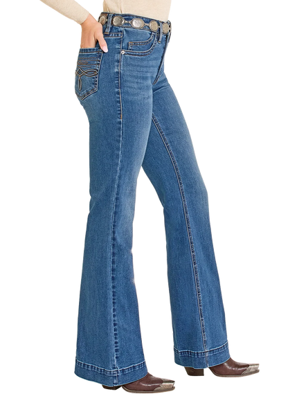 Rock &amp; Roll Women High Rise Raised Boot Stitch Trousers Jeans BW5HD07884