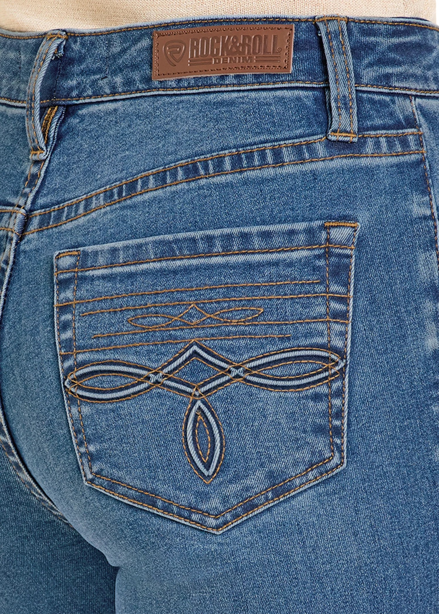 Rock &amp; Roll Women High Rise Raised Boot Stitch Trousers Jeans BW5HD07884