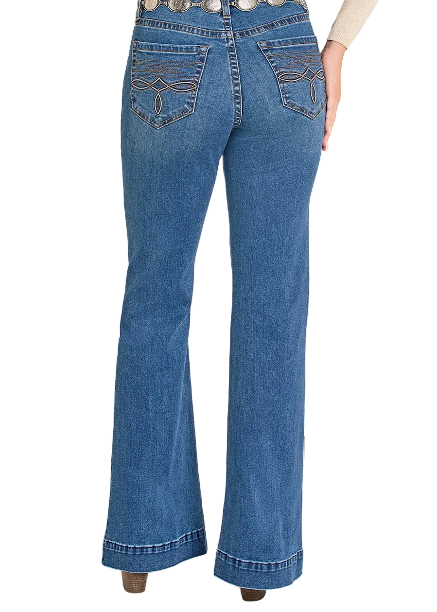 Rock &amp; Roll Women High Rise Raised Boot Stitch Trousers Jeans BW5HD07884