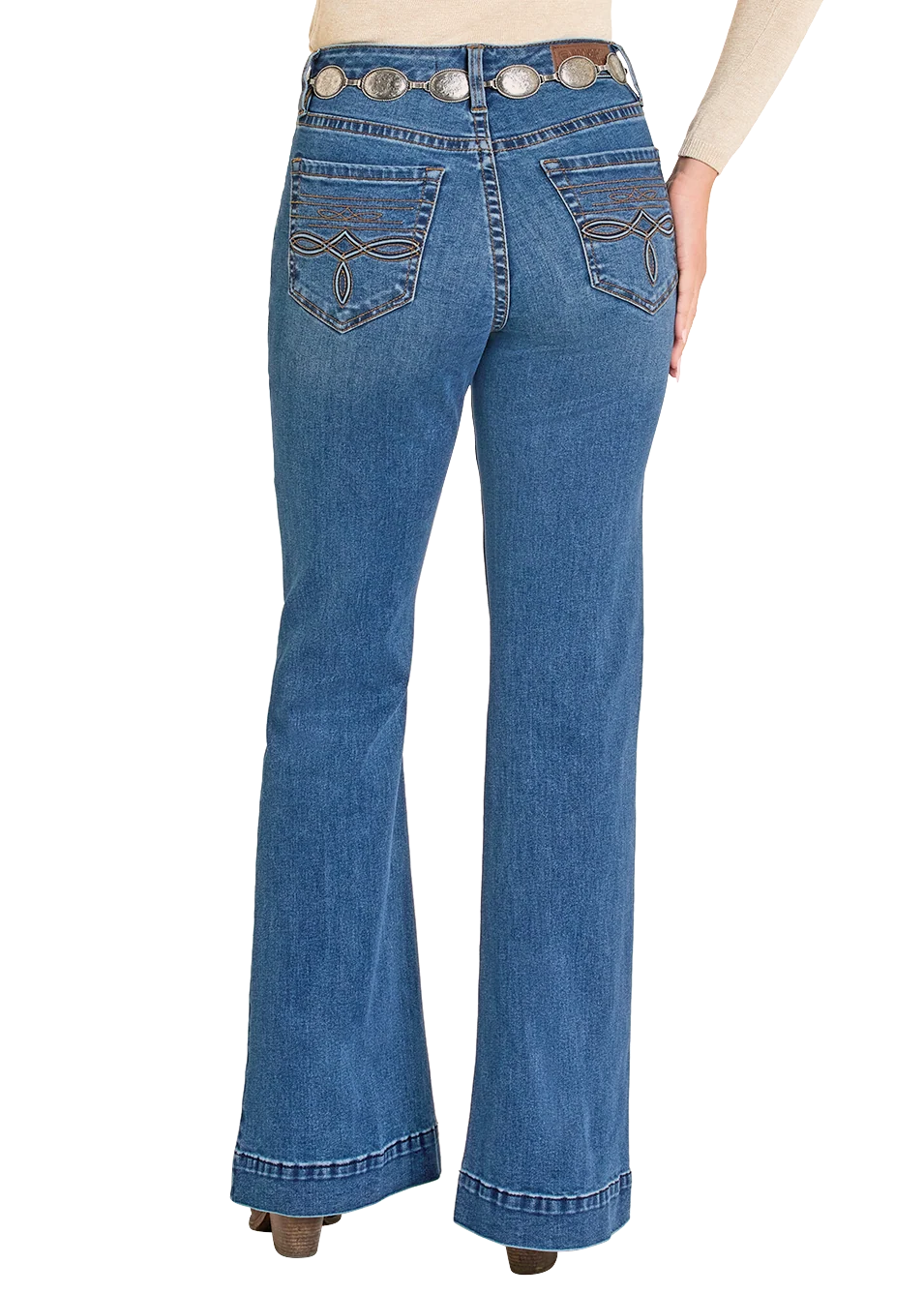 Rock &amp; Roll Women High Rise Raised Boot Stitch Trousers Jeans BW5HD07884