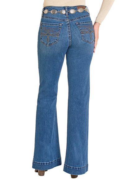 Rock &amp; Roll Women High Rise Raised Boot Stitch Trousers Jeans BW5HD07884