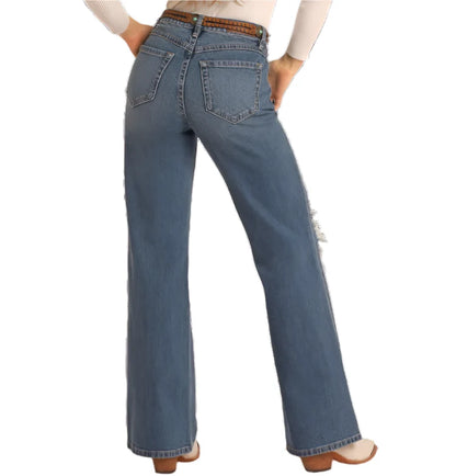 Rock &amp; Roll Women Distressed Relaxed Flare Jeans BW6HD05339