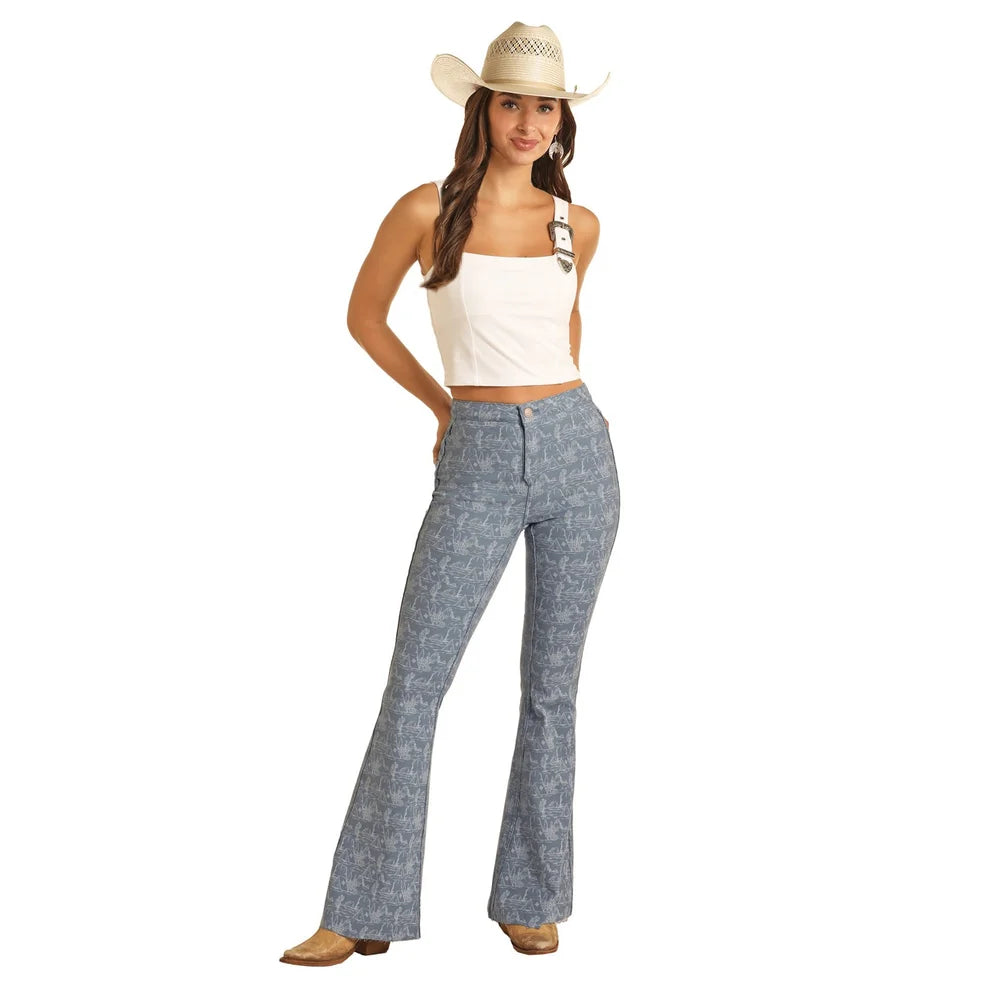 Rock &amp; Roll Women Desert High Rise Reversible Flare Jeans BW6PD03985