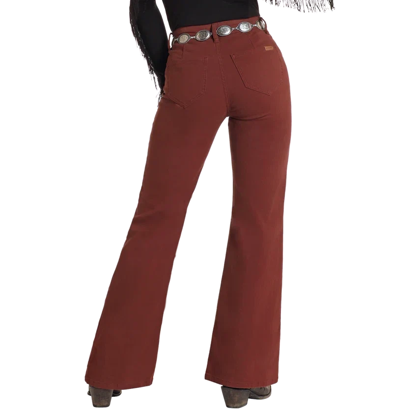 Rock &amp; Roll Women Brick Red Wide Leg Flare Jeans BW8PD05308