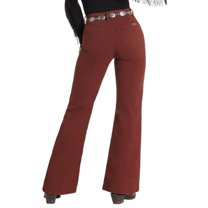 Rock &amp; Roll Women Brick Red Wide Leg Flare Jeans BW8PD05308