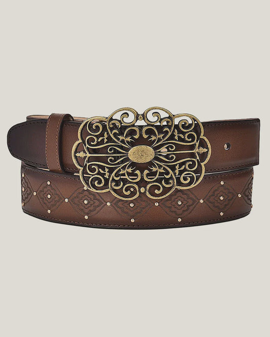 WMN Engraved Honey Leather Belt