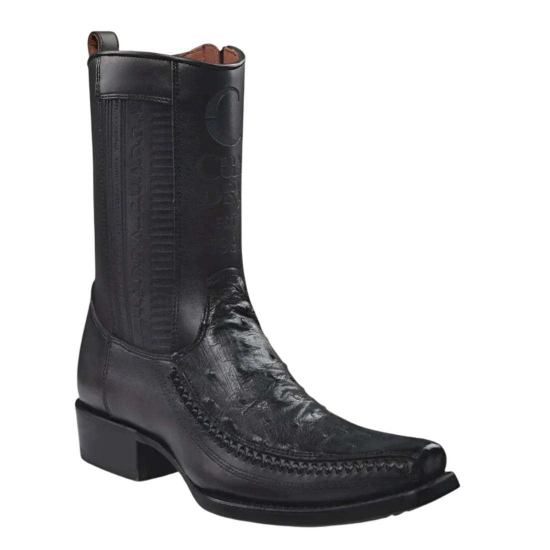 Cuadra MN Ostrich Narrow Square Toe Boot 1J2KA1 Black