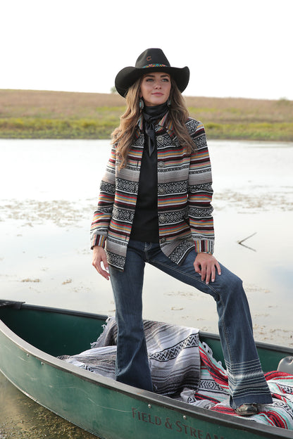 Cinch Cruel Women Black Blanket Stripe Tweed Jacket CWJ7357002