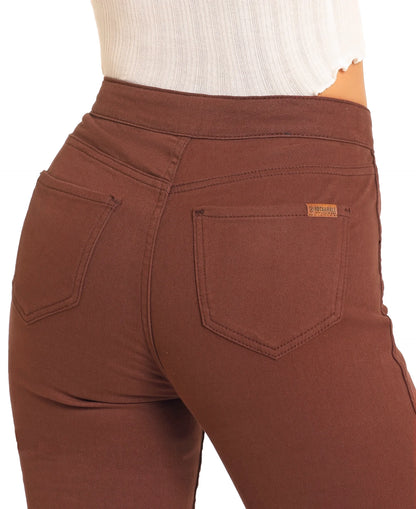 Rock &amp; Roll Women Reversible Aztec Button Flare Pant Brown Jeans BW6PD04745