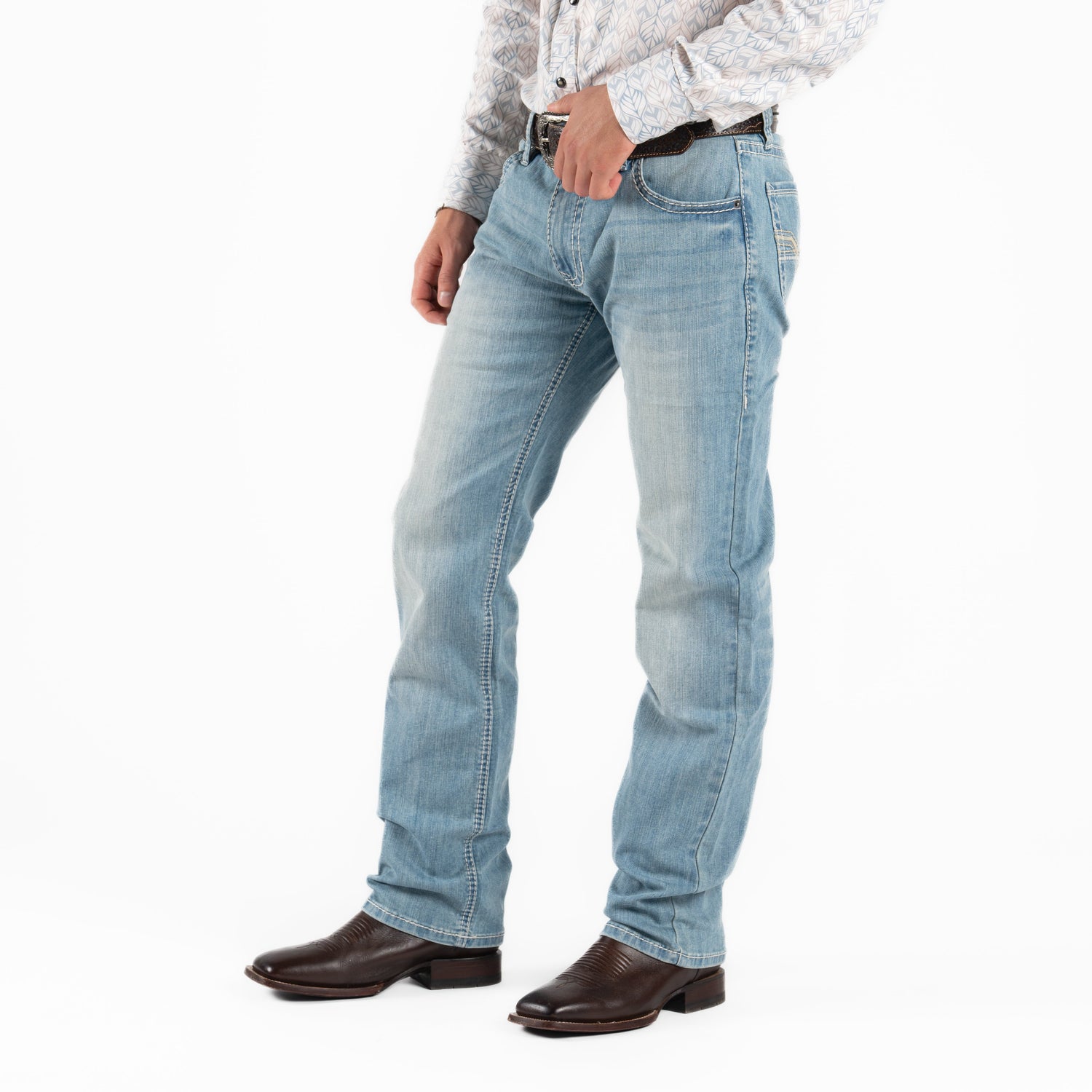 Rock &amp; Roll Men Slim Fit Ladder Stitch Emb Revolver Jeans BM1RD06219