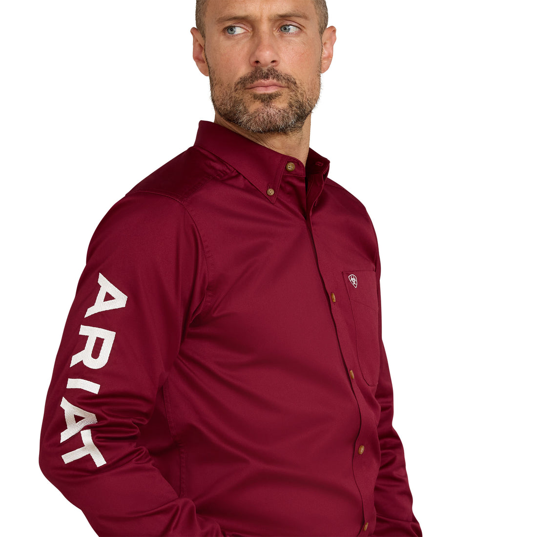 Ariat MN Team Logo Burgundy Fitted Shirt 10034233