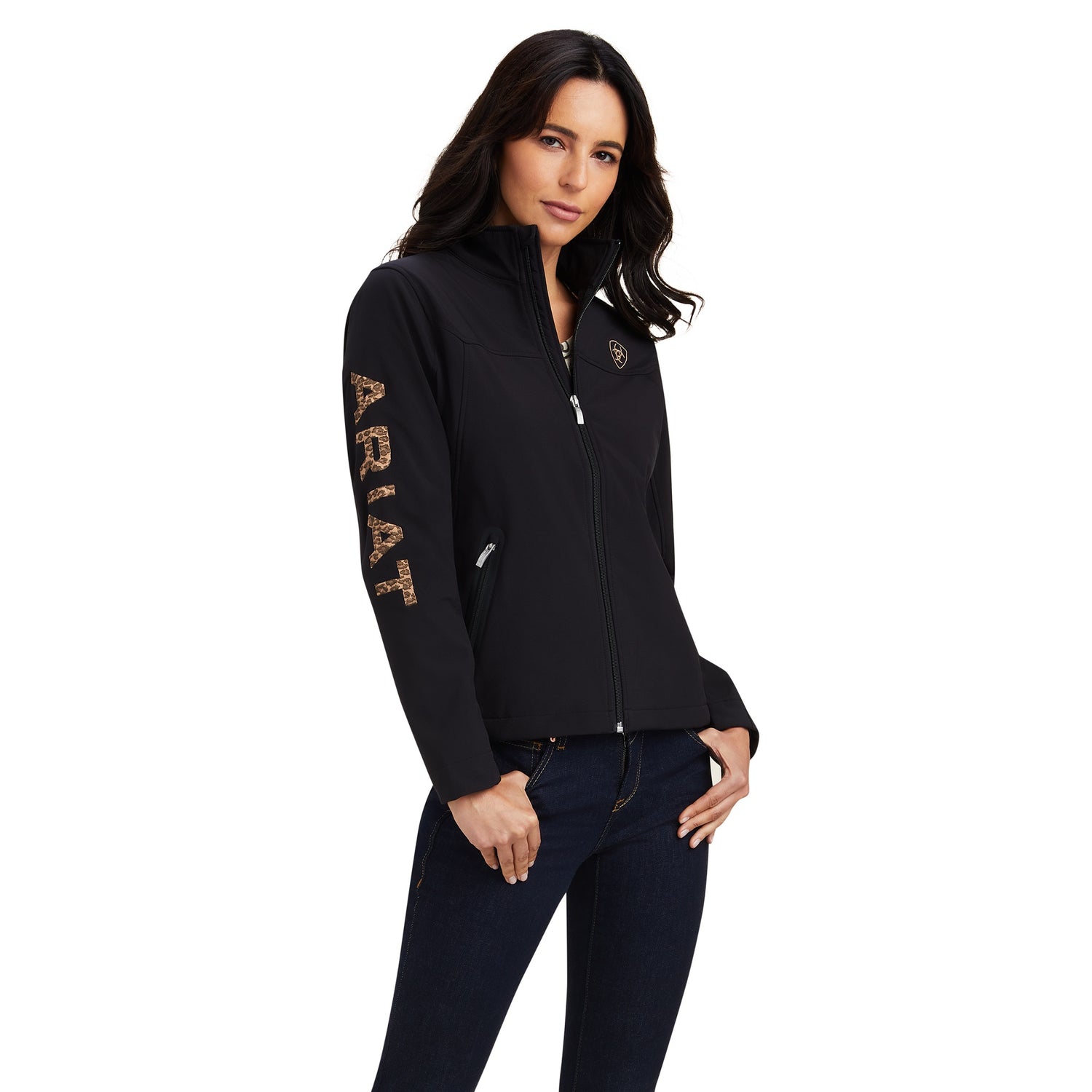 Ariat Women Black/Leopard Softshell 10041278 Jacket