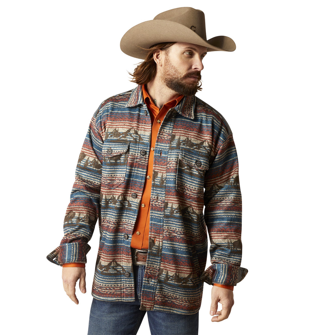 Ariat Men Oxford Tan Printed 10046052 Shirt Jacket
