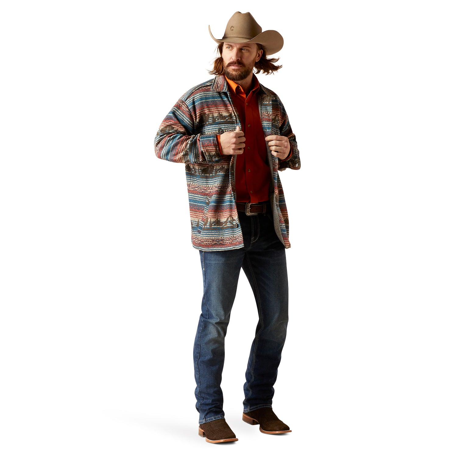 Ariat Men Oxford Tan Printed 10046052 Shirt Jacket