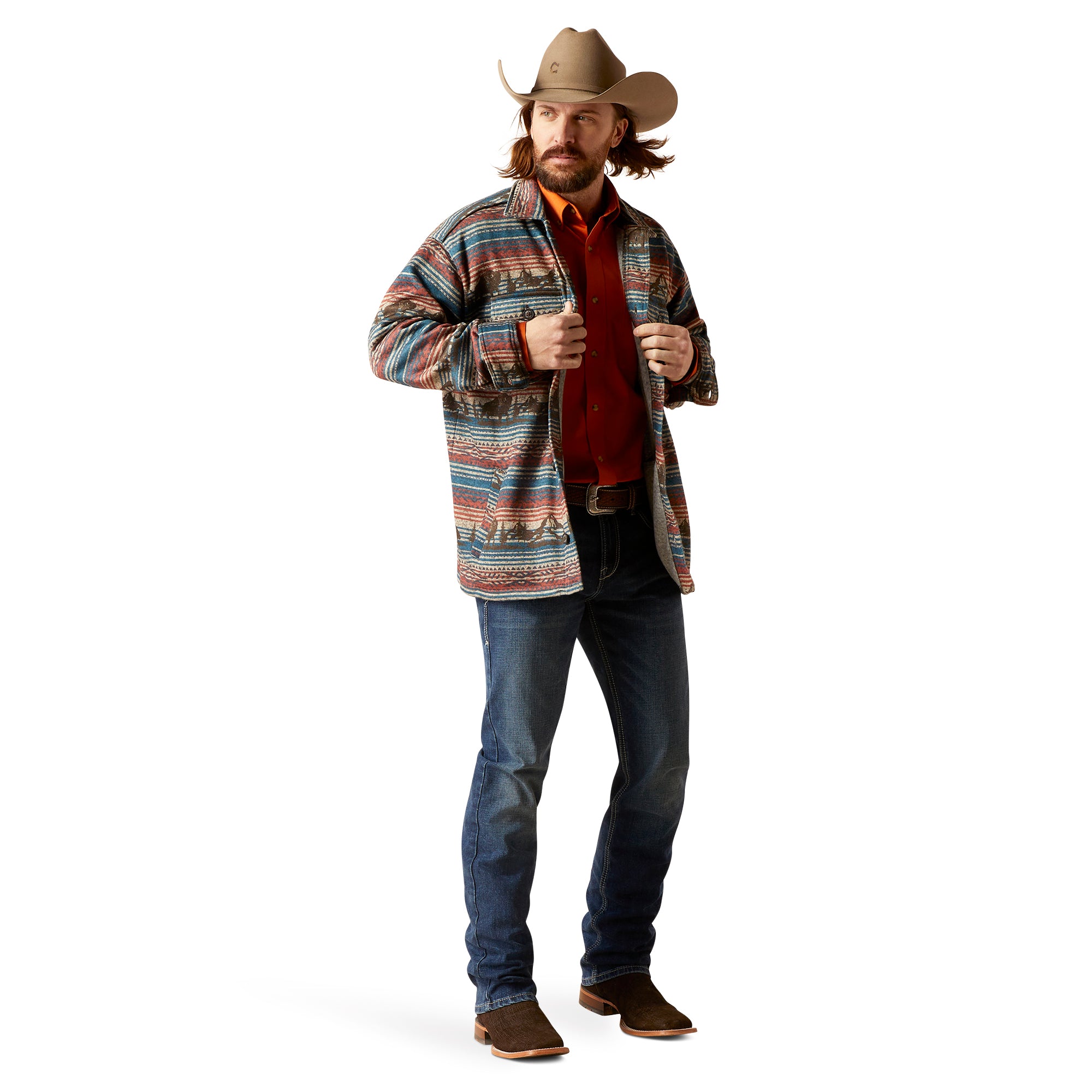 Ariat Men Oxford Tan Printed 10046052 Shirt Jacket