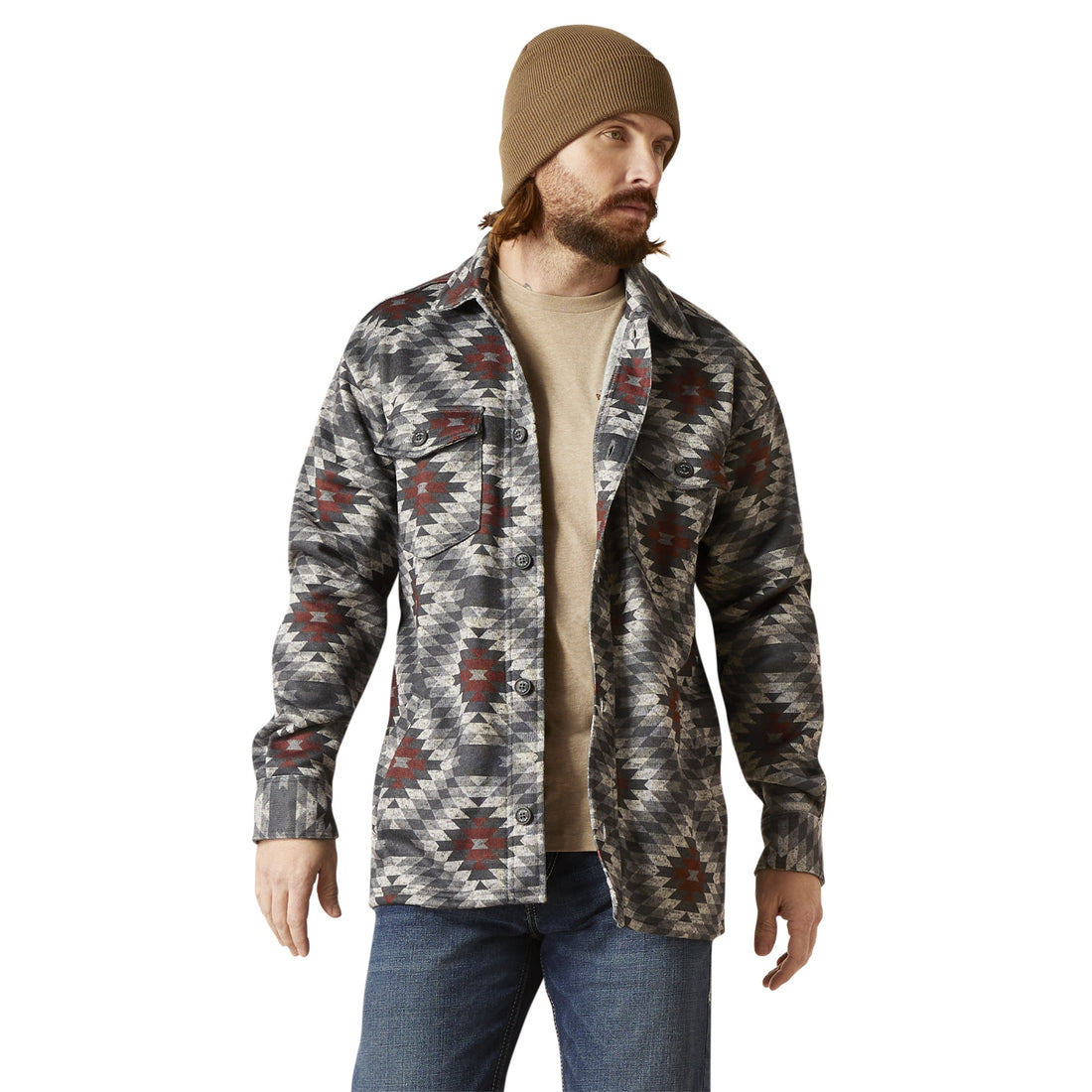 Ariat Men Caldwell Printed Charcoal 10046053 Shirt Jacket