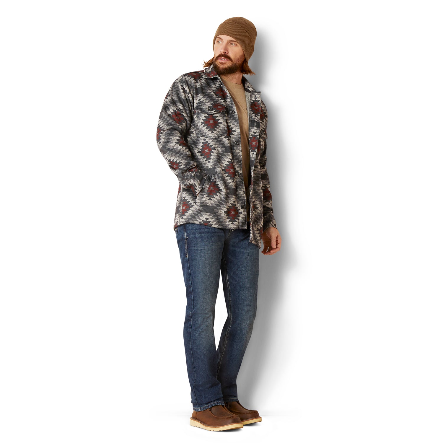 Ariat Men Caldwell Printed Charcoal 10046053 Shirt Jacket
