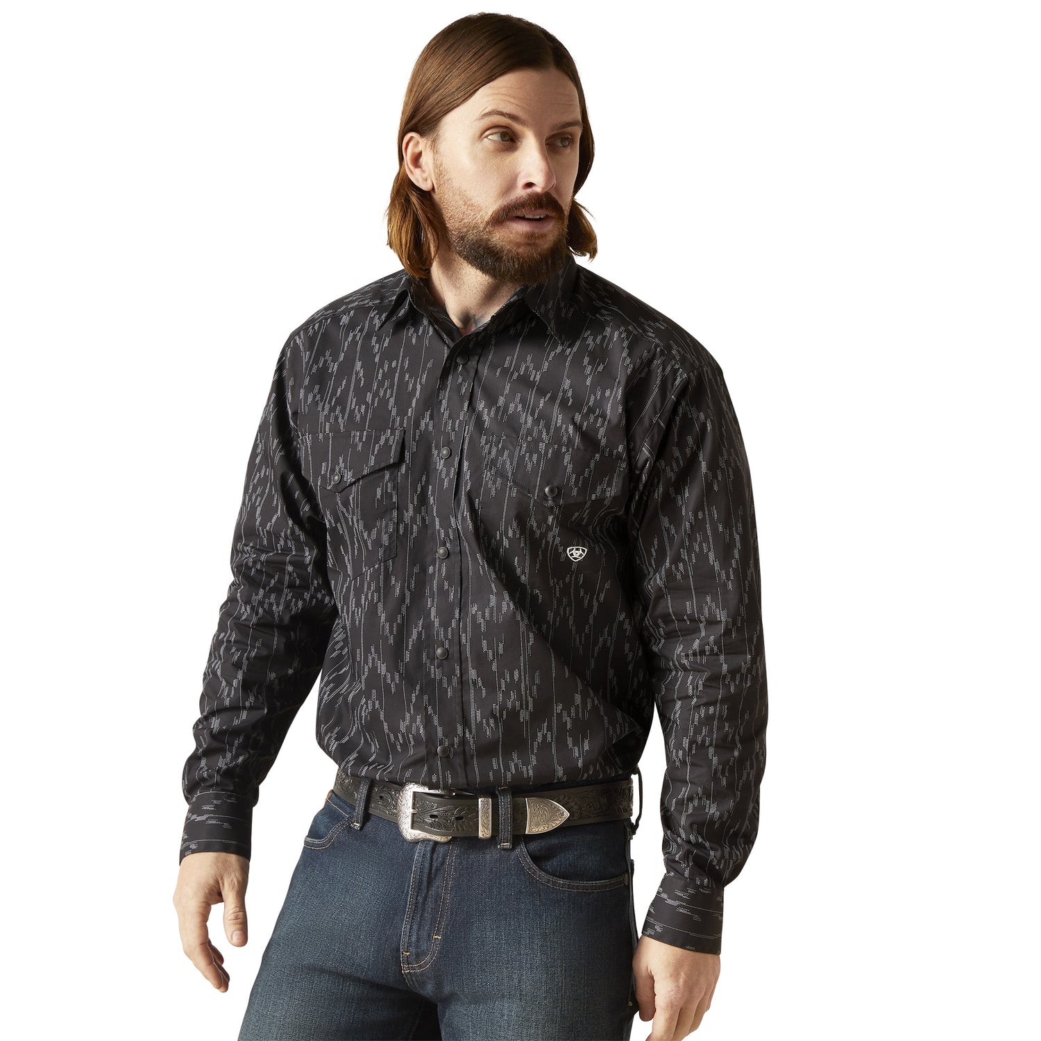 ariat black dress shirt Ariat Men's Team Logo Twill Fitted Shirt