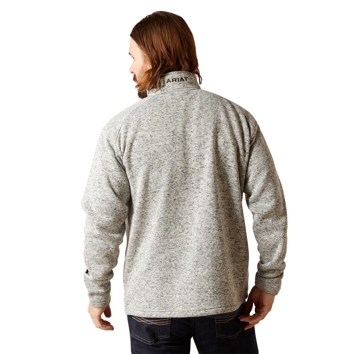 Ariat Men Caldwell Logo 1/4 Zip Sandy Grey 10046490 Sweater