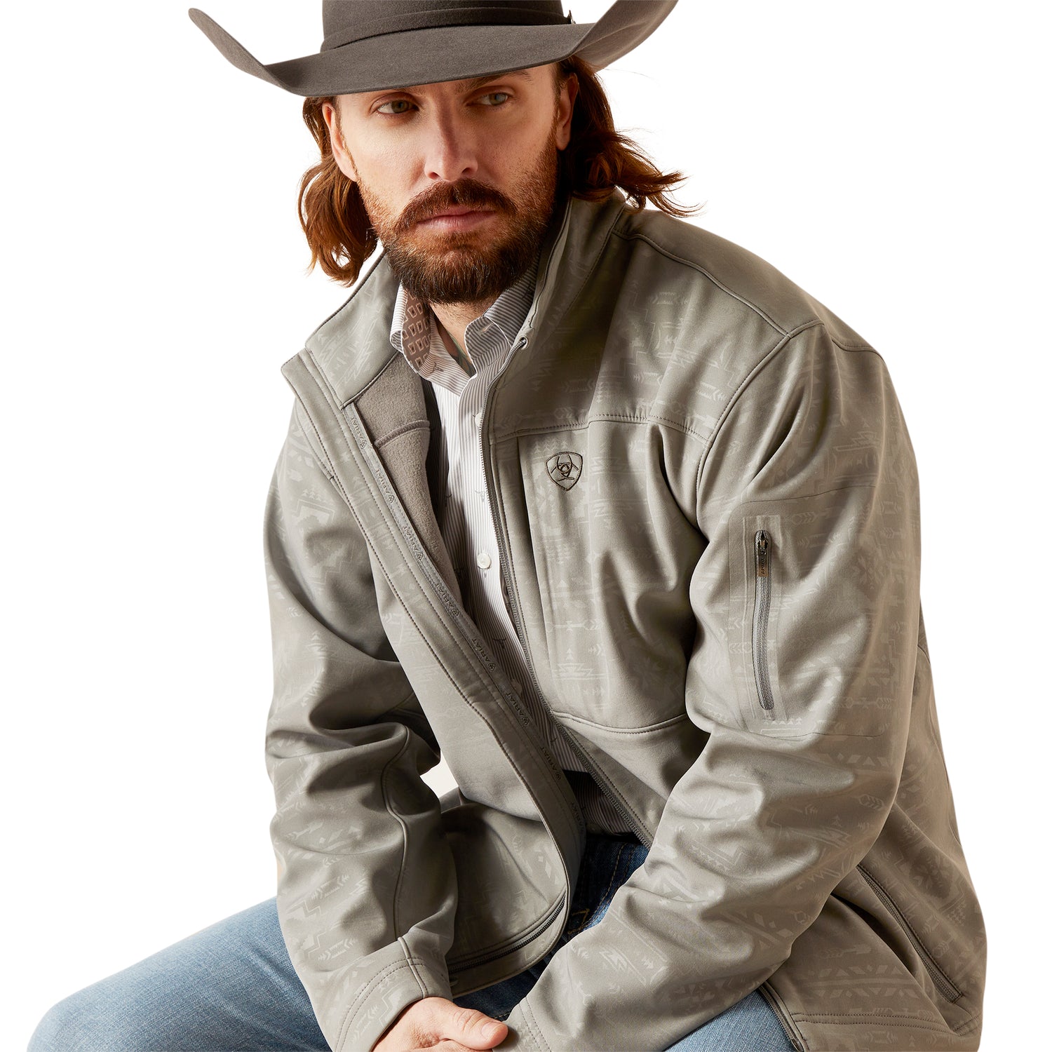 Ariat Men Vernon 2.0 Jetty Gray Embossed Softshell 10046607 Jacket