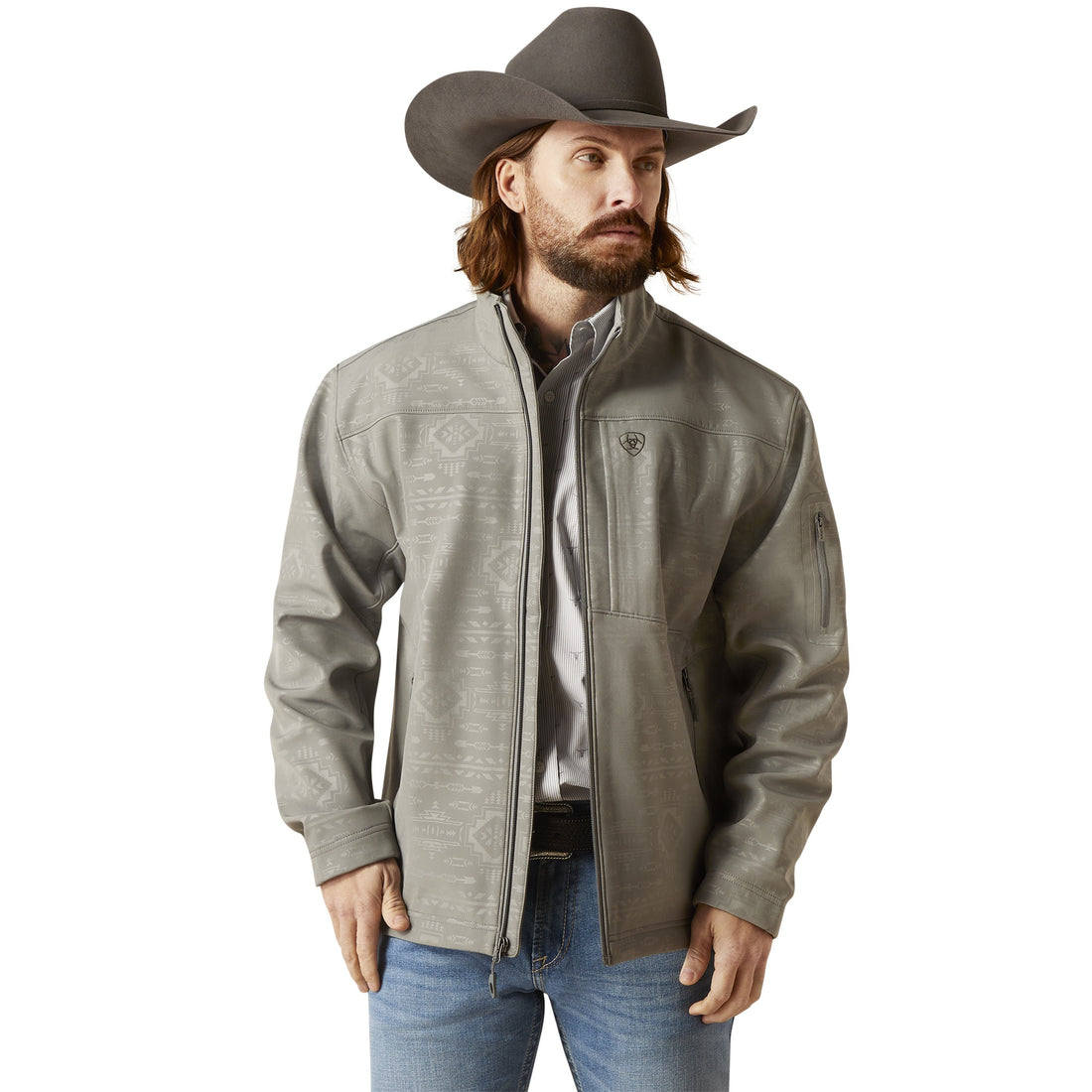 Ariat Men Vernon 2.0 Jetty Gray Embossed Softshell 10046607 Jacket