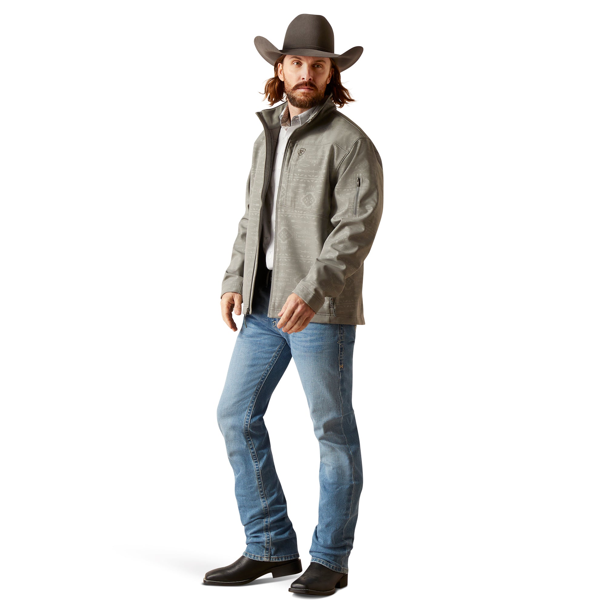 Ariat Men Vernon 2.0 Jetty Gray Embossed Softshell 10046607 Jacket