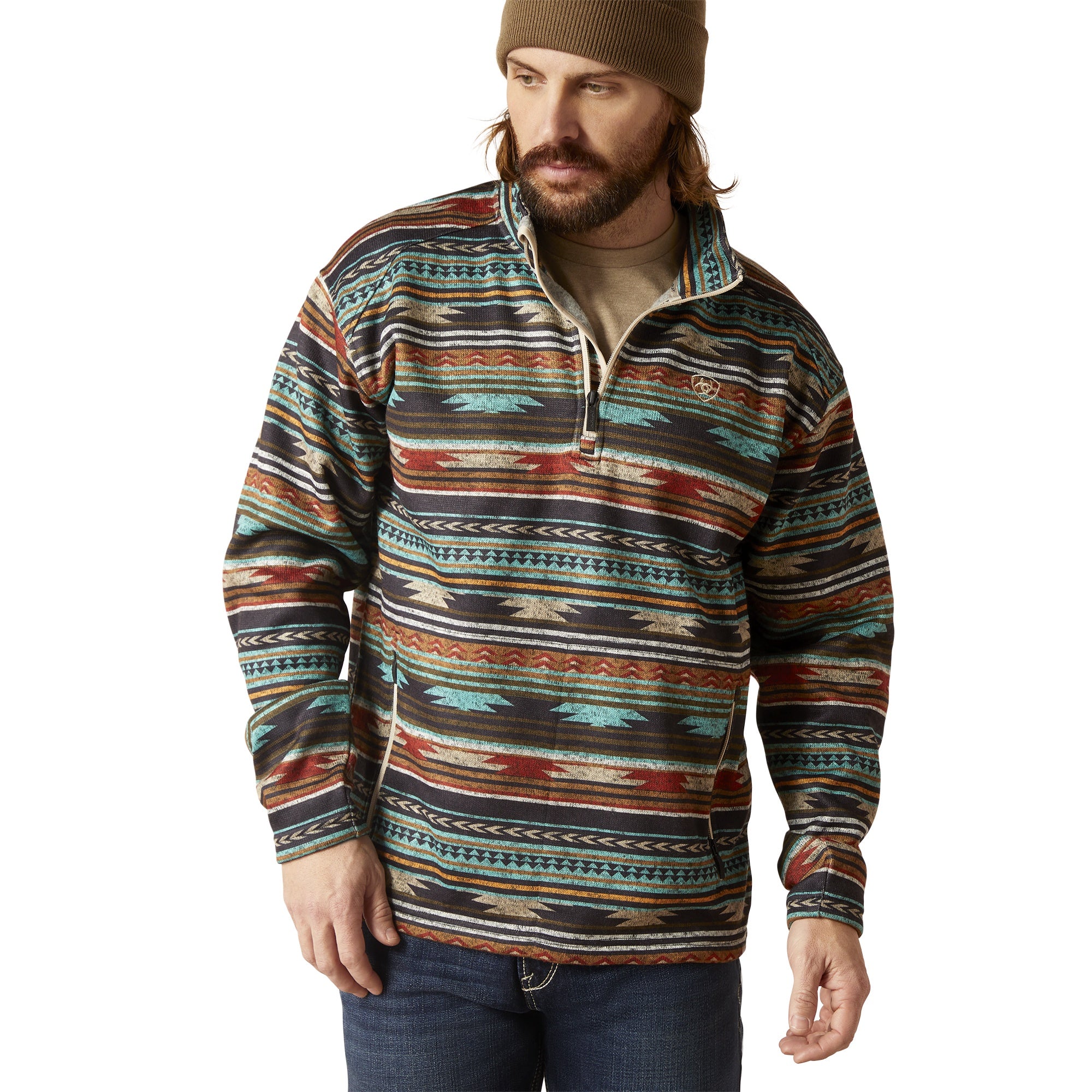 Ariat Men Caldwell 1/4 Zip BIscay Bay Serape 10046668 Sweater