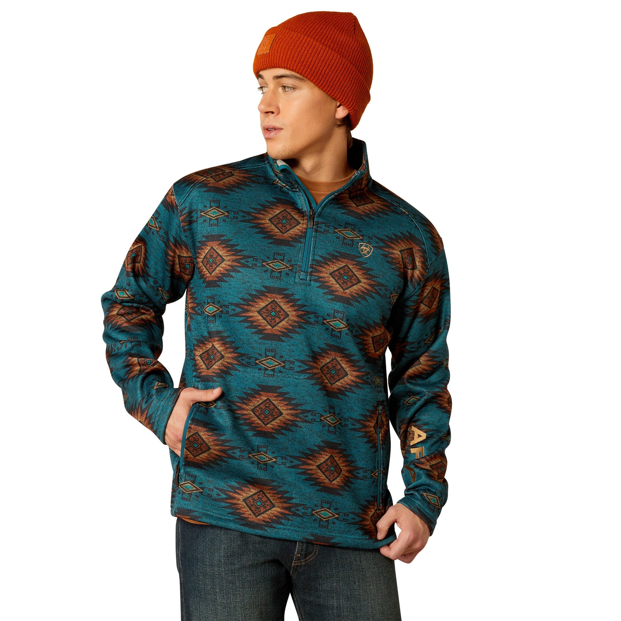 Ariat Men Caldwell Logo 1/4 ZP 10053016 Sweater