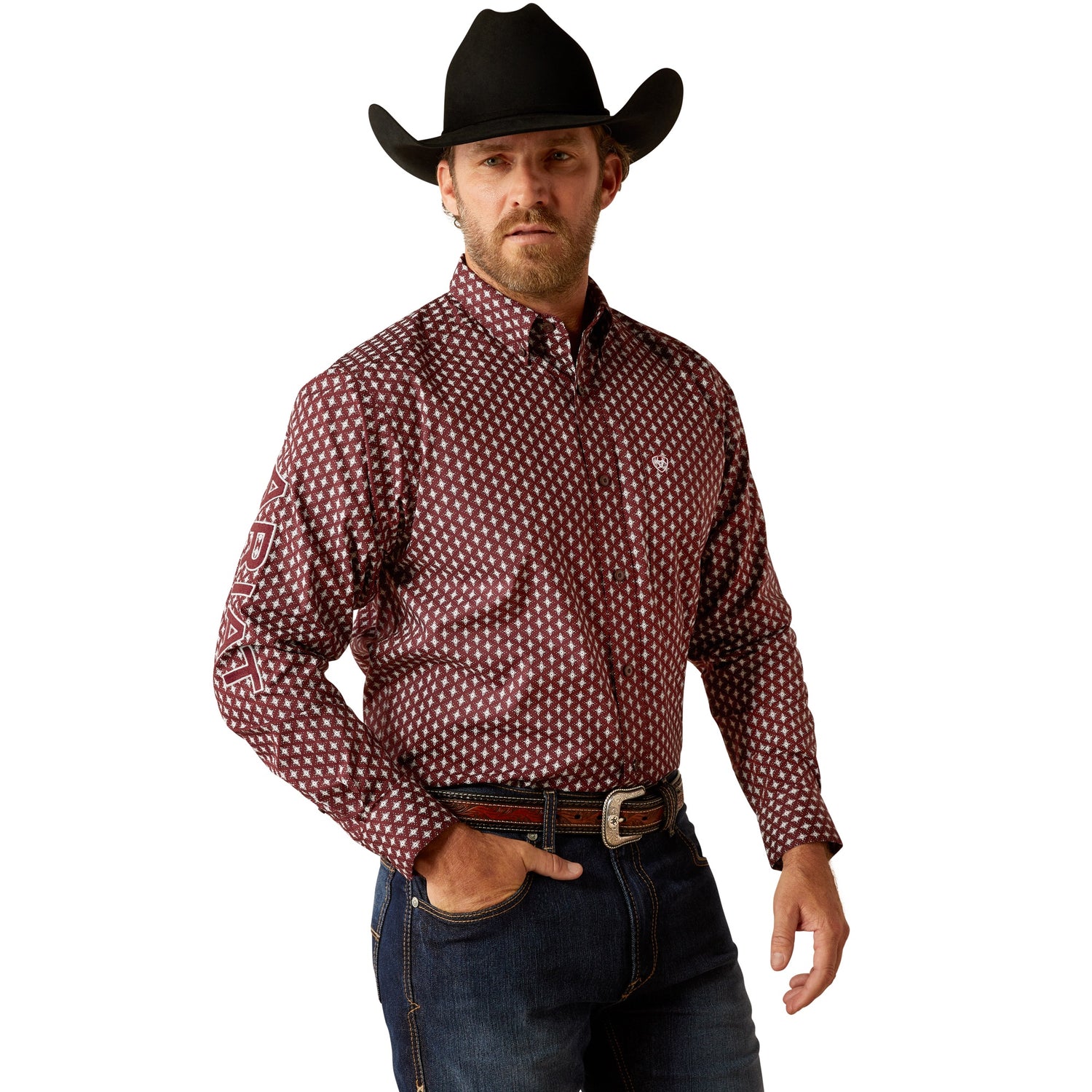 Ariat MN Team Omar Classic Fit Burgundy/White Shirt 10054055