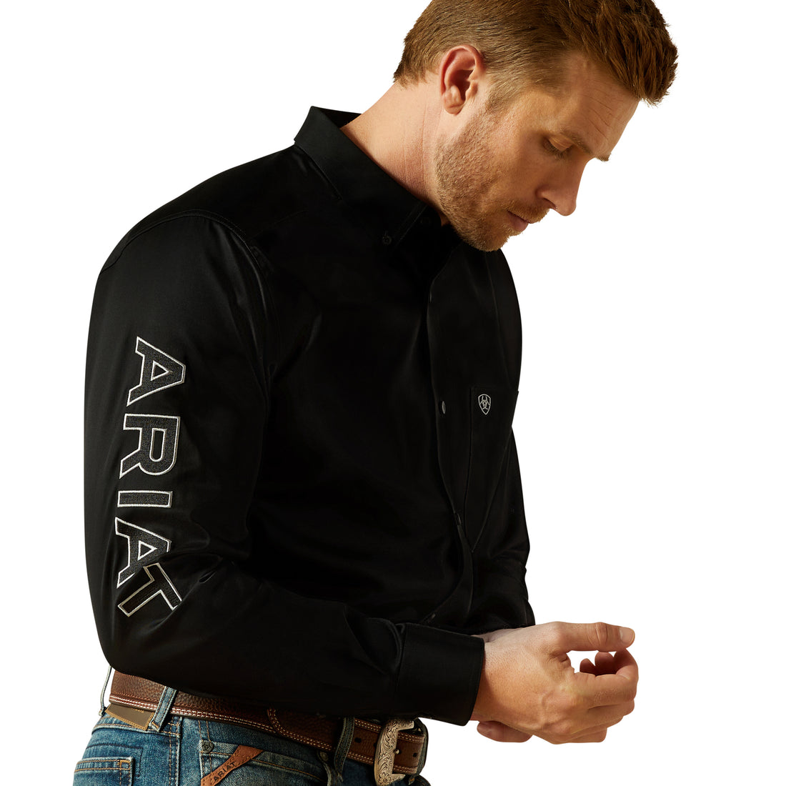 Ariat MN Team Logo Twill Fitted LS Shirt 10062659