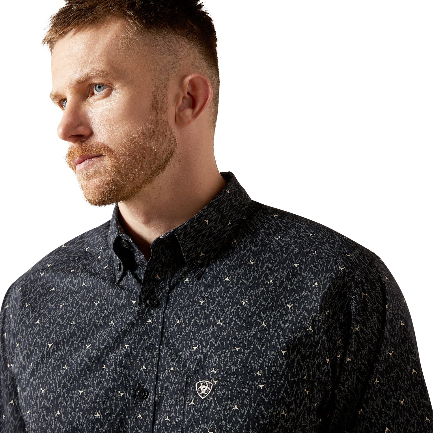 Ariat MN Navy Wheaton Fitted Shirt 10065964