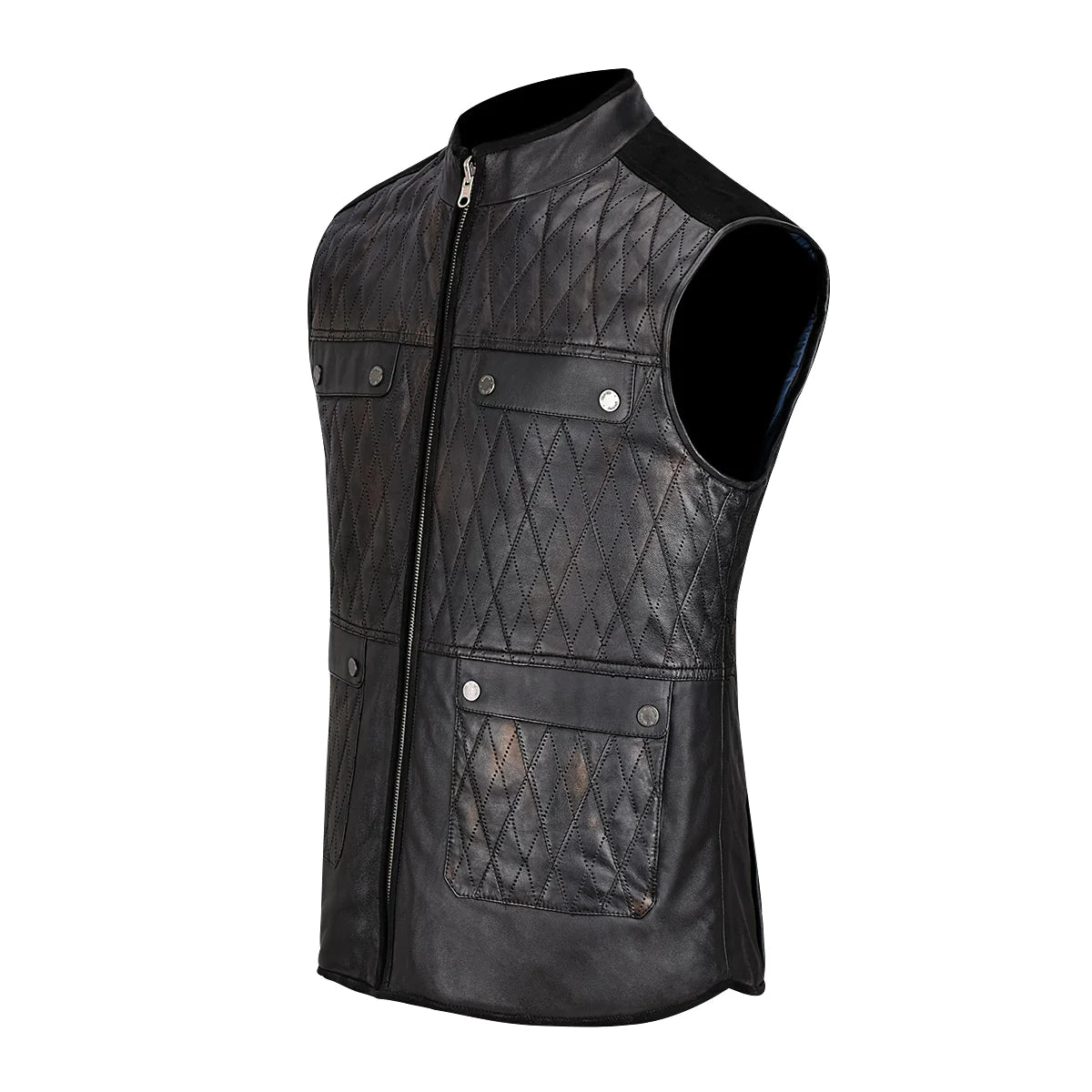 Cuadra Mens doble view black leather vest