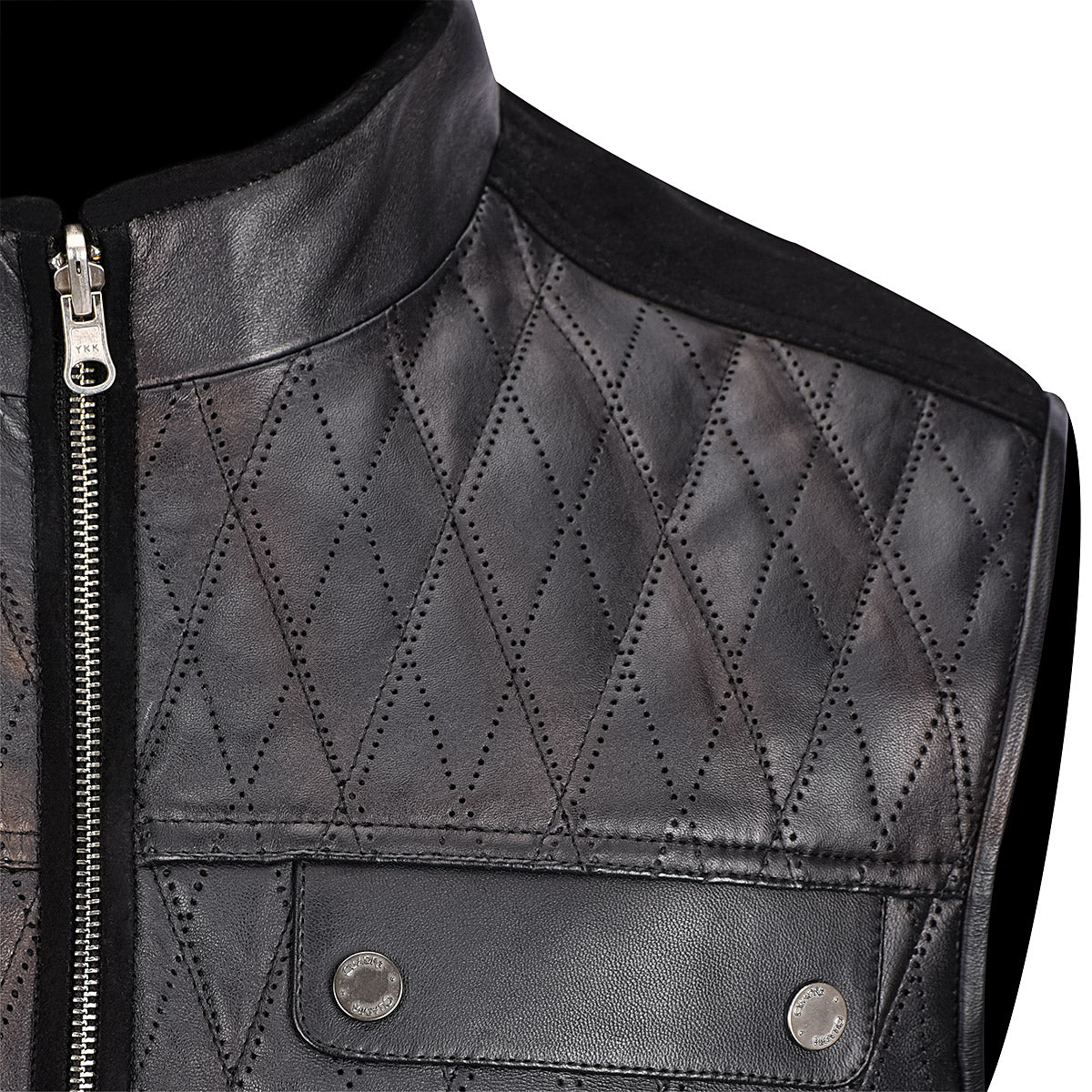 Cuadra Mens doble view black leather vest