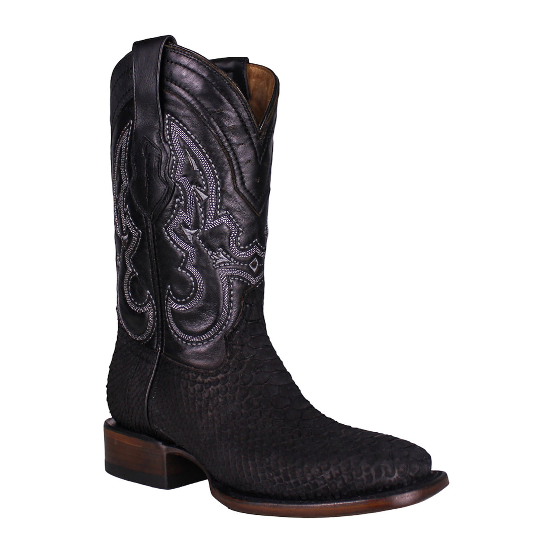Cerrito Men Python Square Toe Boot ISB227C Black