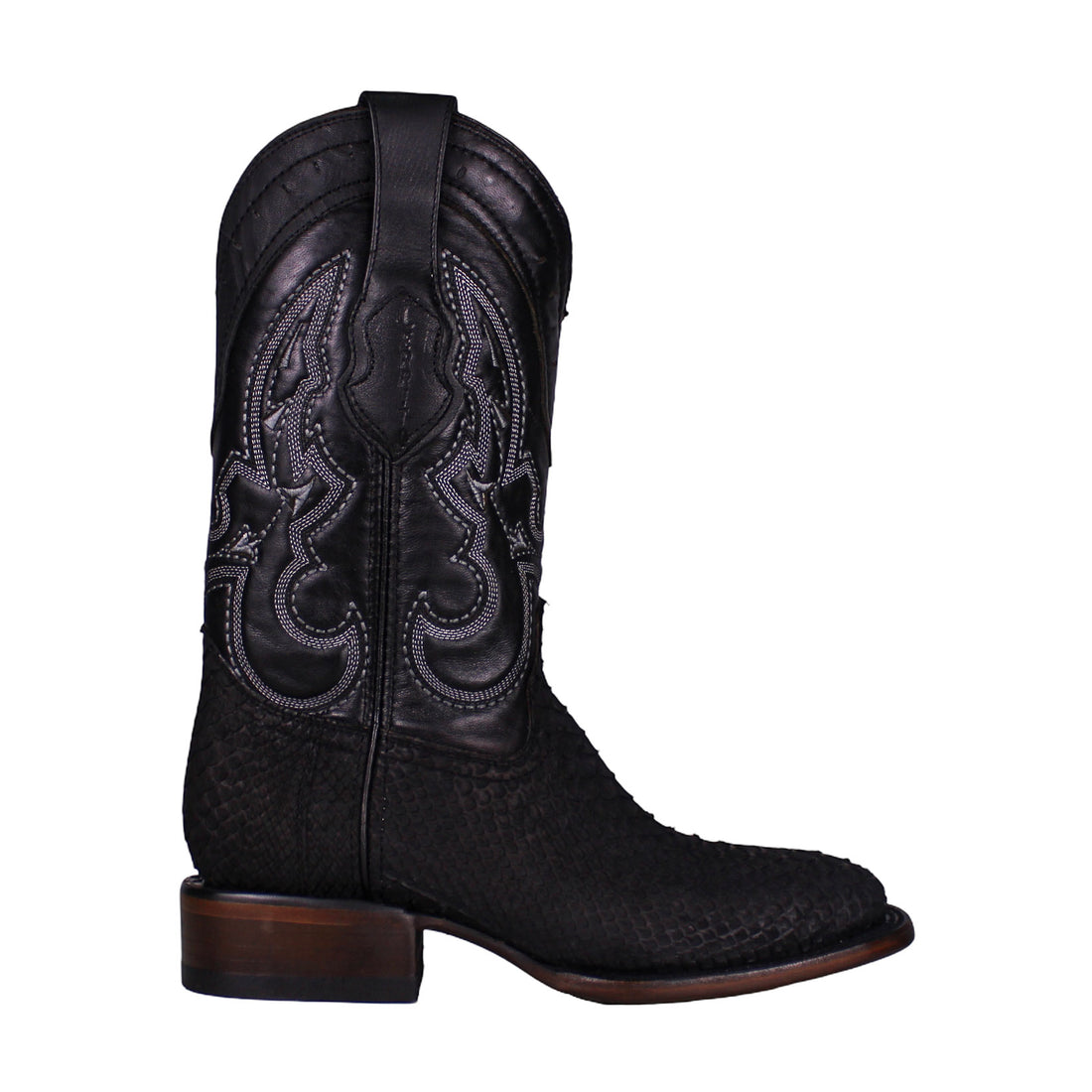 Cerrito Men Python Square Toe Boot ISB227C Black