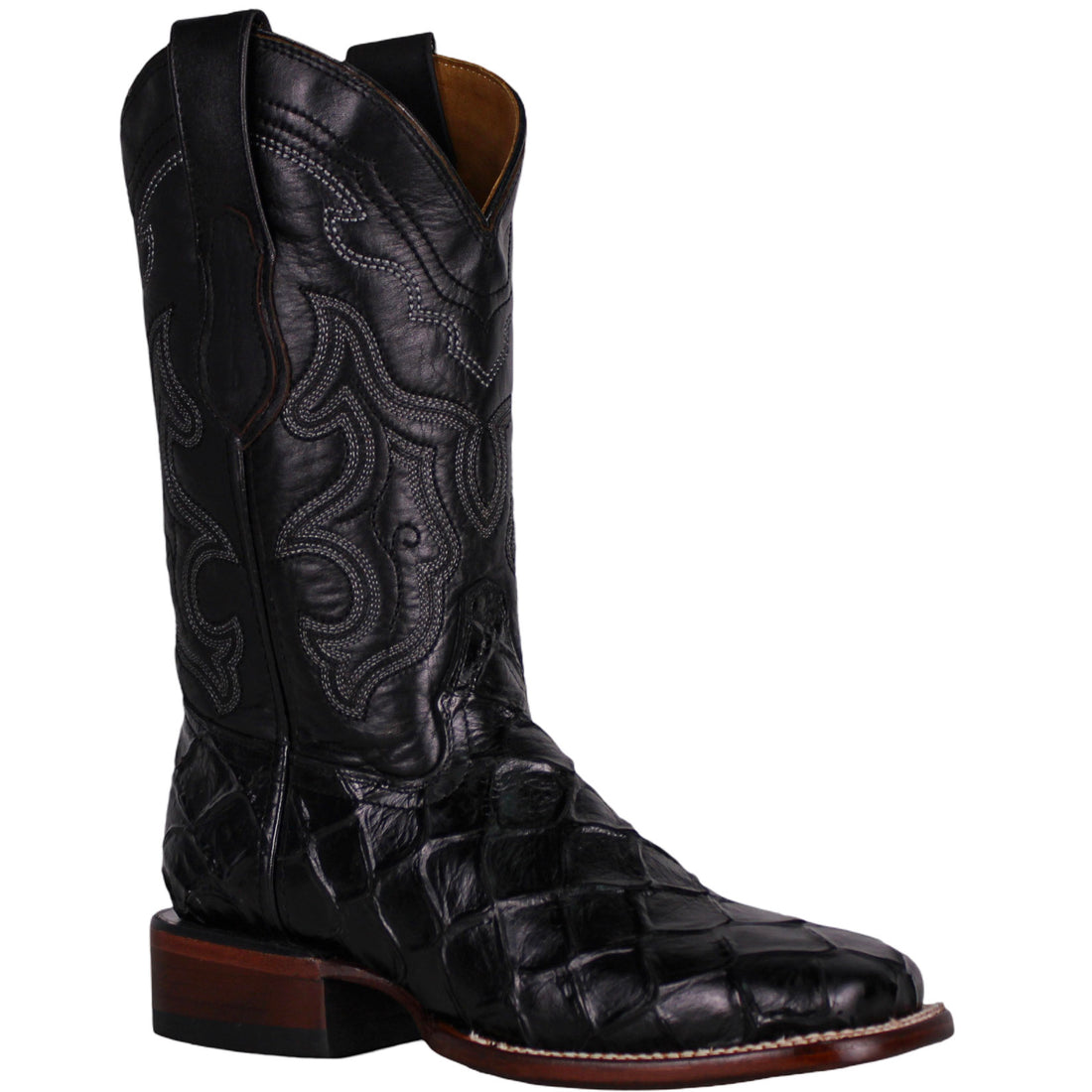 Cerrito Men Print Pirarucu Square Toe Boot ISB309C Black