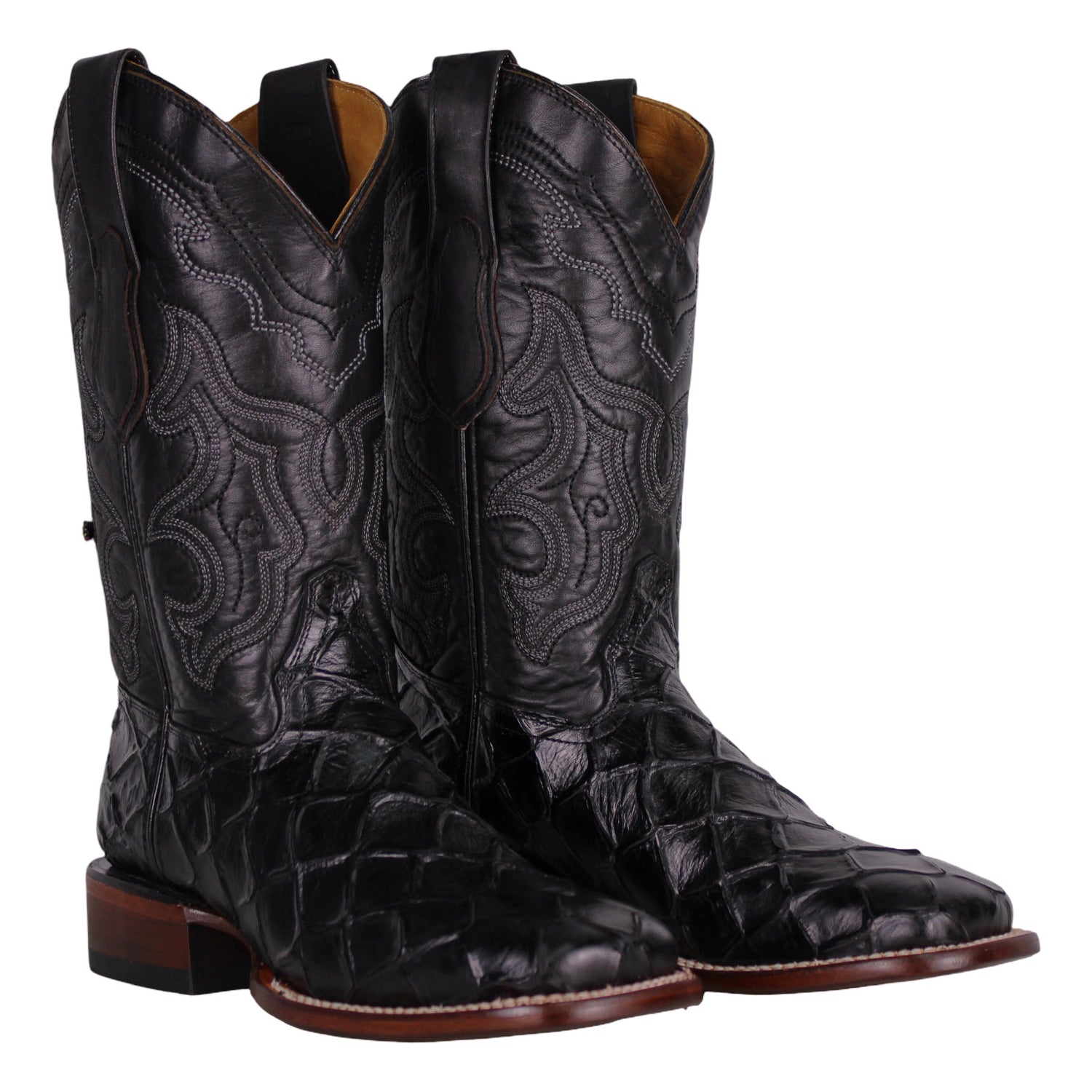 Cerrito MN Print Pirarucu Square Toe Boot ISB309C Black