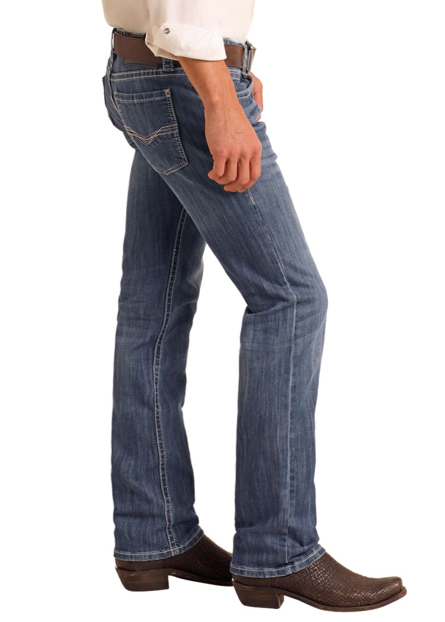 Rock &amp; Roll Men Slim Fit Stretch Straight Bootcut Jeans M1R3482