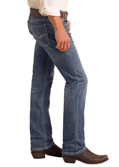 Rock &amp; Roll Men Slim Fit Stretch Straight Bootcut Jeans M1R3482