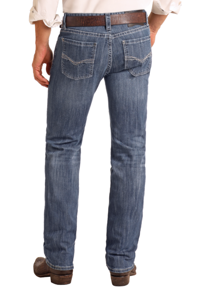 Rock &amp; Roll Men Slim Fit Stretch Straight Bootcut Jeans M1R3482