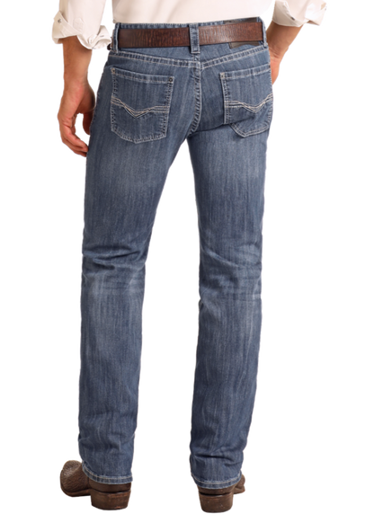 Rock &amp; Roll Men Slim Fit Stretch Straight Bootcut Jeans M1R3482