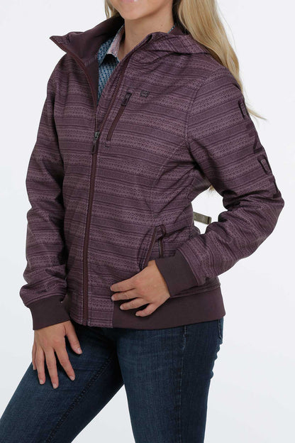 Cinch Women Bonded Hooded Purple Striped Jacket MAJ9837002