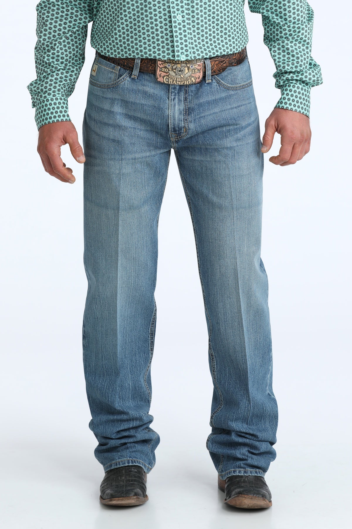 Cinch Men Grant Mid Rise Relaxed Boot Cut Medium Stone Jean MB33837001